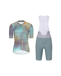 RIVANELLE Tricoul și pantaloni scurți de ciclism - COSMA - verde/mov/auriu